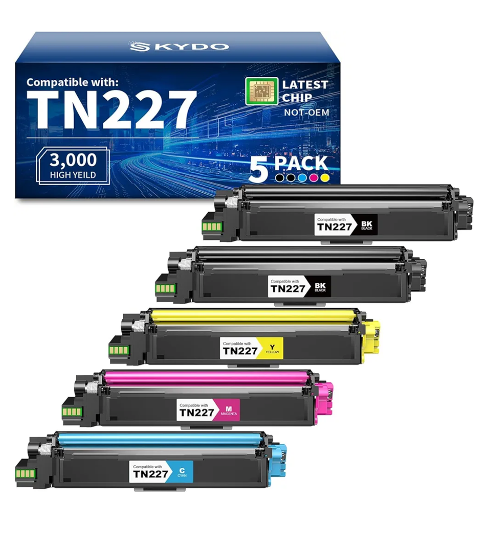 TN227 TN-227BK/C/M/Y High Yield Toner Cartridge Replacement Compatible for Brother TN 227 TN-223BK/C/M/Y Use with MFC-L3770CDW HL-L3270CDW MFC-L3710CDW HL-L3210CW HL-L3290CDW Printer(2BK/1C/1M/1Y )
