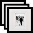 Yaetm 12x12 Square Picture Frame Matted to 5x7, Double Floating Ivory Mat, Black Photo Frame with Polished HD Tempered Glass for Wall Gallery, Home and Office, Wall Mounting, 3 Pack, Black
