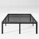 Hunlostten 18in High Queen Bed Frame No Box Spring Needed, Heavy Duty Metal Platform Bed Frame Queen Size with Round Corners, Easy Assembly, Noise Free, Black