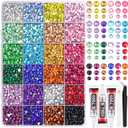 Resin Rhinestones for Bedazzling with Tweezers, 12000Pcs Multicolor 3/4/5mm Rhinestones for Crafting with 3Pcs 10ml B7000 Jewelry Glue for DIY Crafts Clothing Tumblers Shoes Fabric Nail Art