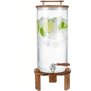 Beverage Dispenser, 3Gallon Glass Drink Dispenser with Stand, Stainless Steel Spigot, Ideal for Parties, Bars, Restaurants (3 Gallon/11L)