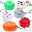 JOYIN 12 Pcs Sports Balls Fidget Clicker Toys, 3D Printed Sensory Toy Clicker Keychain Fidget Toys for Relief Stress Autism Hyperactivity, Kids Adults Birthday Gifts Goodie Bags Stuffers