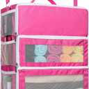 Suitcase Organizer, Travel Luggage Organizer Hanging Shelves Packing Cube Closet/Collapsible Portable Travel Organizer for Carry-on (Large, Pink-L-4 Tier)
