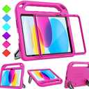 BMOUO Kids Case for iPad 11th Generation (A16) 11 Inch 2025/iPad 10th Generation 10.9" 2022 - with Built-in Screen Protector, Shockproof Handle Stand iPad 11th/10th Generation Case for Kids, Rose