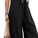 Zontroldy Bib Overalls Women Cotton Loose Summer Wide Leg Pants Jumpsuit Rompers for Women (Large, Black)