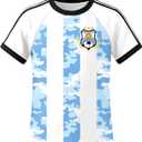 Boys Girls Soccer Jerseys Short Sleeve Raglan Football Training Tee Shirt White Blue, 10Y