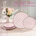 U-QE 20PCS Pink Plastic Plates for Party - Retro Checkered Plates Disposable Heavy Duty - White and Pink Plate for Party, Birthdays - 10 10.25 Inch Dinner and 10 7.5 Inch Dessert Plate