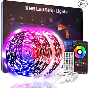 200 FT Led Lights for Bedroom (2 Rolls 100 FT), Music Synchronized Smart Led Strip Lights, Ultra Long with Remote Application Control Bluetooth LED Lights, Color Change RGB Light