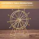 Cabilock Ferris Wheel Ornament Metal Desktop Sculpture Gold Home Decor for Living Room Office Bookshelf Entryway Decoration 9.06X8.66X3.54 Inches