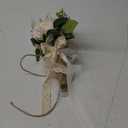 Wedding Bouquets for Bride Bridesmaid,White Champagne Artificial Roses Flowers for Wedding Church Decoration (7.5in)