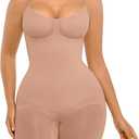 FeelinGirl Shapewear Tummy Control Seamless Bodysuit Hip Enhancer Body Shaper for Women (X-Small-Small, Khaki Beige)
