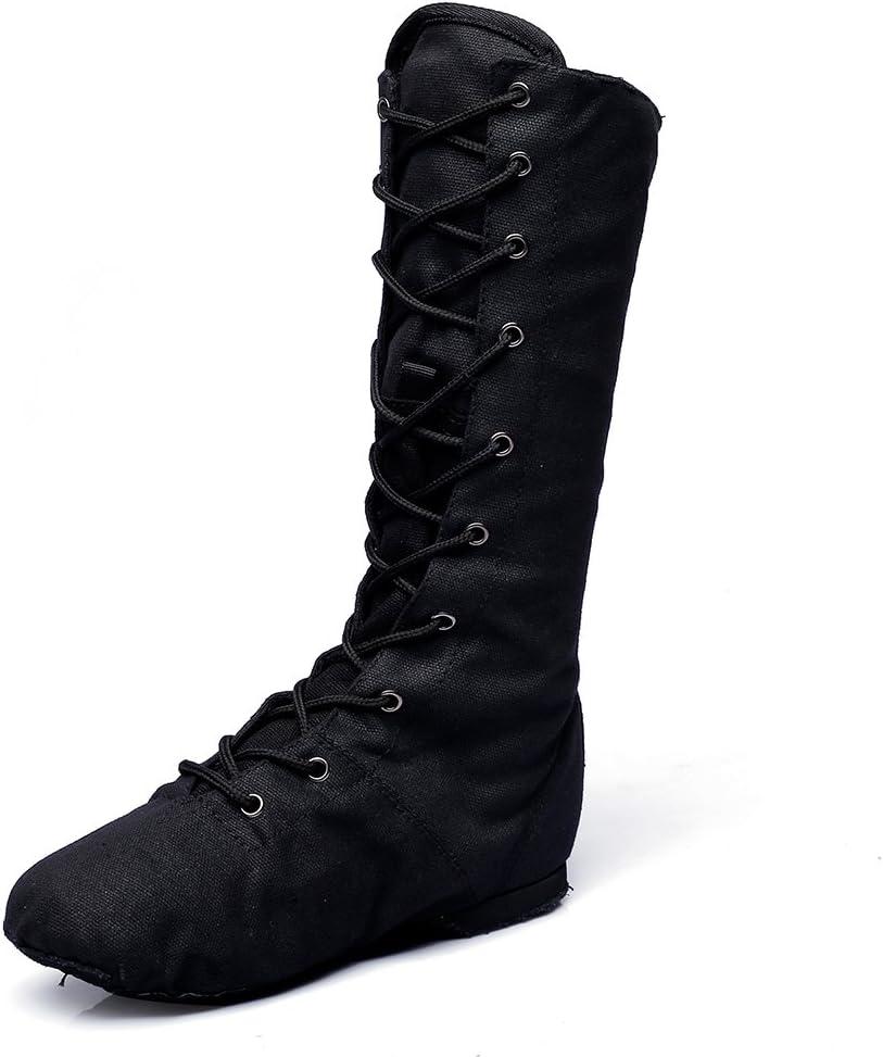 MSMAX Adult Dance Boots High Top Ballet Jazz Dancing Sneakers (6, Black)