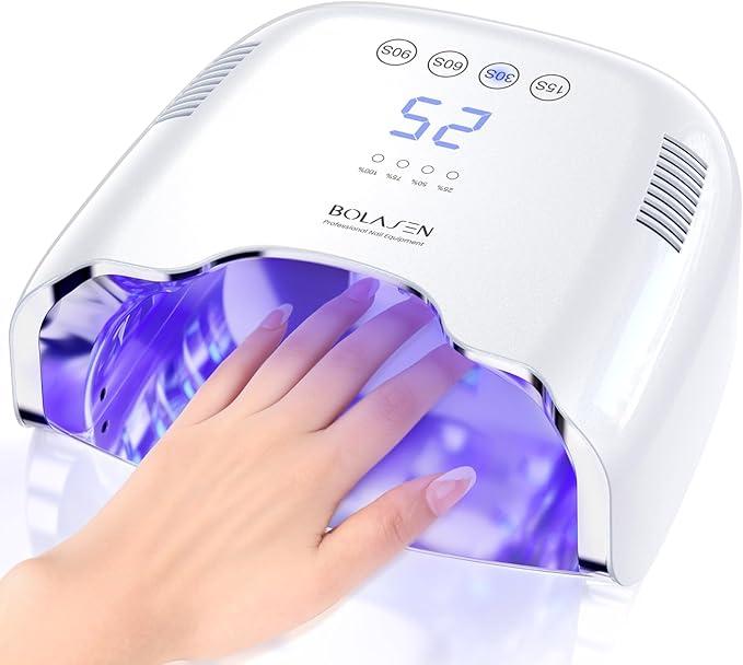 BOLASEN Cordless Rechargeable UV Nail Lamp  UV Light for Gel Nails with Metallic Reflector & Metal Base, 54W Portable Wireless LED Nail Dryer, Professional Fast Charger Curing Lamp for Salon P30 PRO
