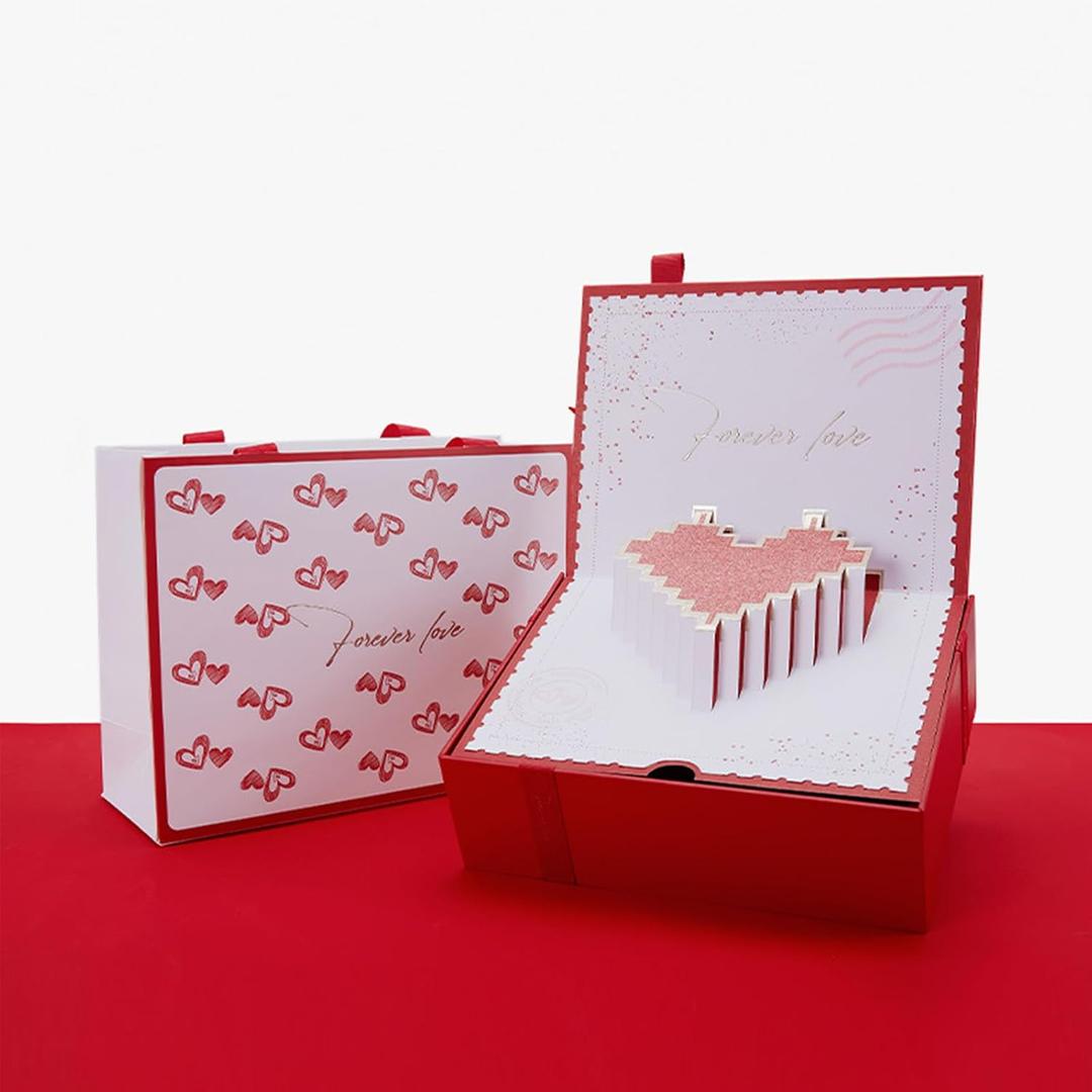 Heart-Shaped Gift Box for Mother's Day, Gift Box with Lids Velvet Necklace Ring Earring Pearl Storage Organizer Holder Box for Mother's Day/Wedding/Birthday Present