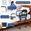 Bed Rails for Elderly Adults Safety, Foldable Bed Assist Rails for Seniors with Sensor Light & Storage Pocket, Adjustable Height, 180 One-Hand Folding Bed Side Rails Fit King Queen Full Twin