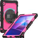 Gylint Case for Lenovo Tab 10.1 inch 2025 Tablet, Rugged Heavy Duty Shockproof Rotating Kickstand Protective Cover for Lenovo Tab 10.1 TB-311FU / Lenovo Tab K10 (2nd Gen) TB-311XU Pink Black