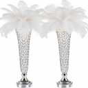 Silver Crystal Vases for Wedding Centerpieces - 20" Tall Metal Trumpet Flower Vases for Tables, Elegant Floral Stands Silver Vases for Holiday Event Celebrations Christmas Wedding Home Decorations