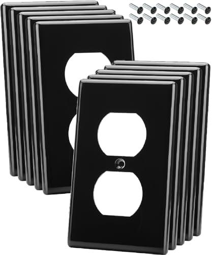 Bates- Black Outlet Covers - 10 Pack Duplex Receptacle Covers, Wall Outlet Cover, Electric Outlet Cover Plate