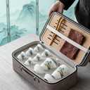 Gongfu Chinese Tea Set | Ceramic Gaiwan Set,Complete Portable Gongfu Tea Set with Travel Case - Traditional Chinese Tea Gift Set for Home, Office, Travel & Zen Ceremony