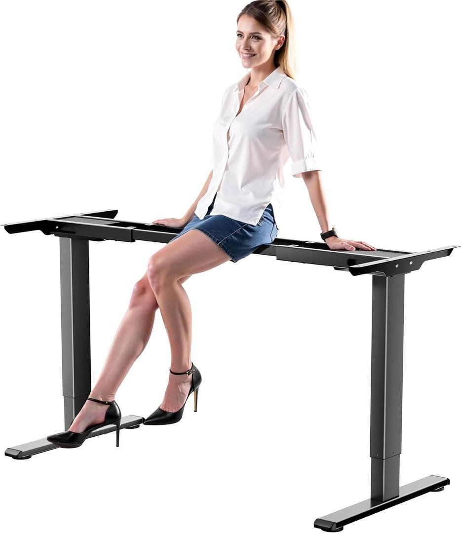Dual Motor Electric Standing Desk Frame for 40 to 90" Table Tops, 330lbs Weight Capacity,Ergonomic Standing Height Adjustable Base with Memory Controller,Black Frame Only