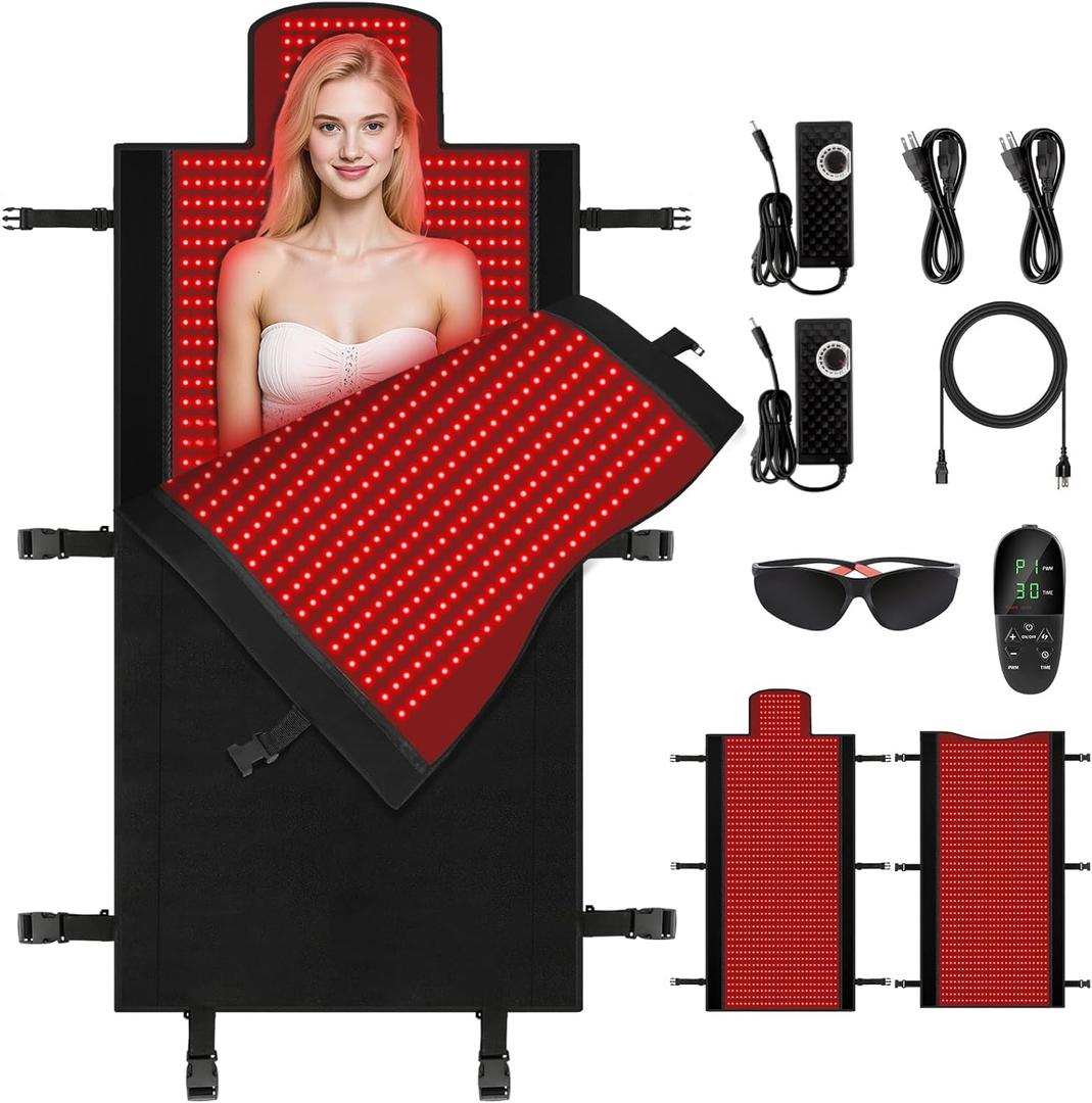 2570 LEDs Dual Full Body Red Light Therapy Mat, Eligible Red Light Therapy Blanket, 2570pcs Dual Wavelength LEDs(660nm& 850nm), Premium Leather, Adjustable Timer & Intensity