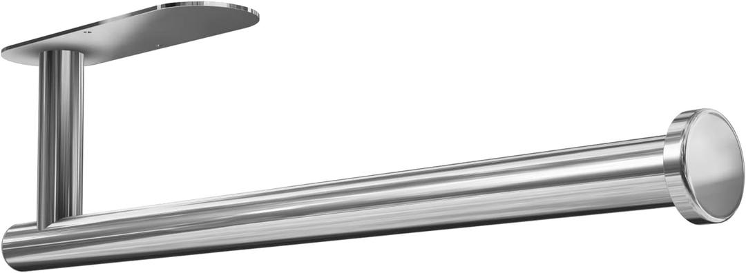 Under Cabinet Wall Mount Paper Towel Holder, Self-Adhesive Bar, Stainless Steel 13 inch (Bright Silver, 1)