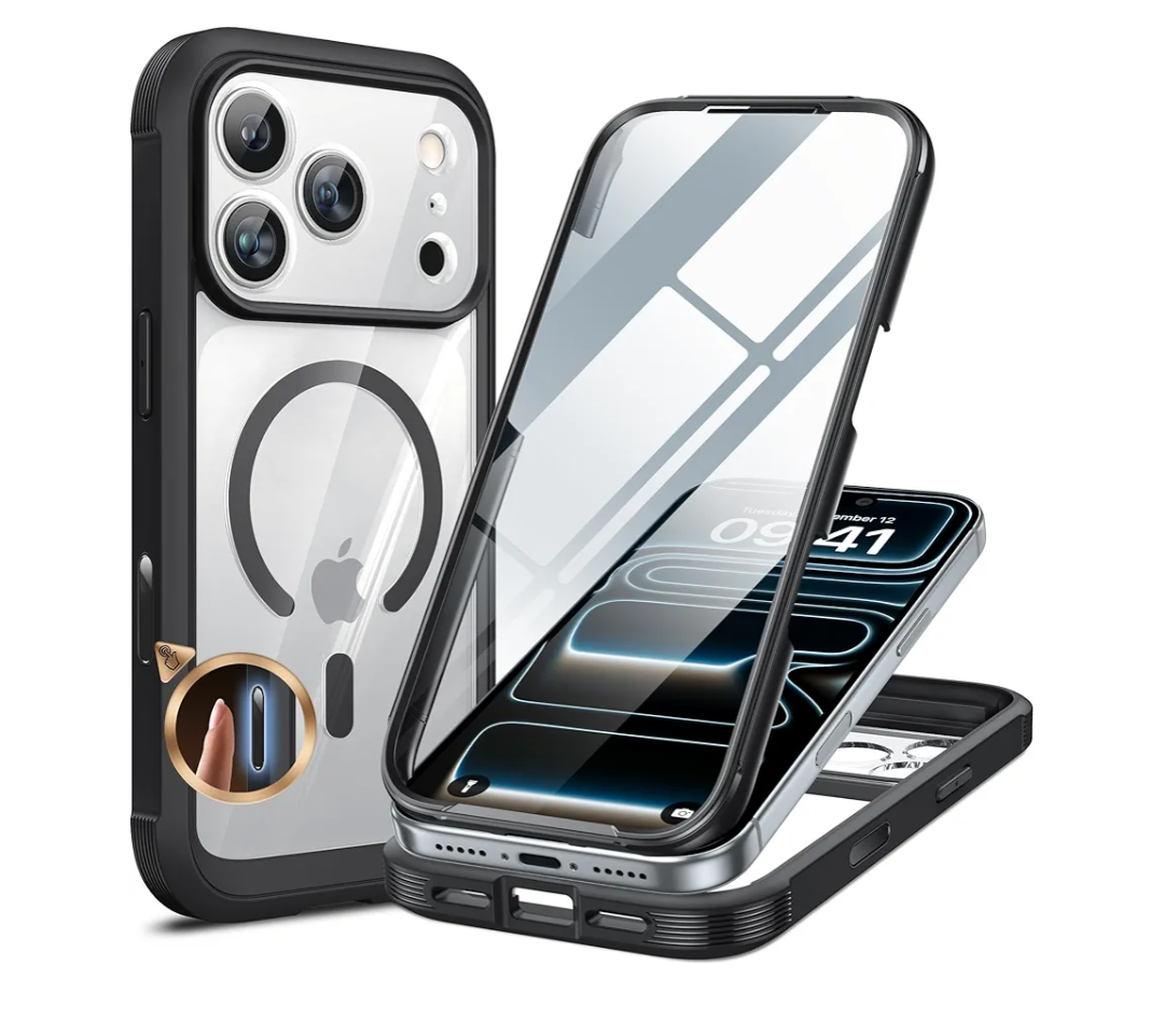 Miracase Magnetic for iPhone 15 Plus Case 6.7'' [Compatible with Magsafe] Full-Body Military Drop Proof 15 Plus Phone Case Cover with Built-in 9H Tempered Glass Screen Protector,Magnetic Blue