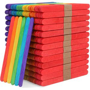 WISYOK 1000 Pcs Colored Popsicle Sticks for Crafts, 4.5 Inch Colored Wooden Craft Sticks, Ice Cream Sticks, Rainbow Popsicle Sticks, Great for DIY Craft Creative Designs and Children Education