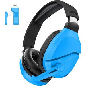 WolfLawS Wireless Gaming Headset with Noise Canceling Microphone for PS5, PC, PS4, 2.4G/Bluetooth Gaming Headphones with USB and Type-c Connector, Wired Mode for Controller - Blue