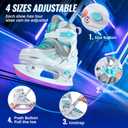 Adjustable Ice Skates for Kids Girls Boys, 4 Size Adjustable Beginner Ice Hockey Skates for Youths Teen, Warm Ice Skating Shoes with Electroplated Color-Changing Blades for Outdoor and Rink Small (11C-1 US) Little Kids