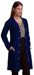 Lab Coat for Men and Women, 40 Inch Length Relaxed Fit Doctor Coat, 3 Pocket Medical Coat Nurse Scientist Technician (Medium, Navy)