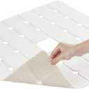 Shower Mat Non Slip Silicone Soft Odorless Bathtub Mat Non Slip No Suction Cups for Refinished,Reglazed and Textured Bath Tub Mat 24 X 24 Inch Beige