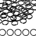 Hotop 50 Pieces Black Keys Ring Heavy Duty Metal Round Split Rings Key Chain Rings for Organization DIY Crafts Accessories(10 mm)
