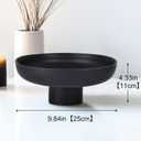 Modern Large Black Fruit Bowl - Concrete Black Pedestal Decorative Bowls, Handicraft Multi-Functional Key, Candy Bowl, Centerpiece for Entry Table, Kitchen Island Counter, Coffee Table Home Decor