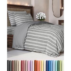 Duvet Cover Twin/Twin XL Size - Extra Soft Twin/Twin XL Size Duvet Cover - Lightweight, Breathable & Cozy w/ Zipper Closures and Ties - 68" x 90" Inches - (Grey Stripes 3) 