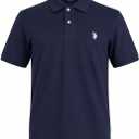 U.S. Polo Assn. Men's Classic Polo Shirt, Two-Button Closure Pique Polo Shirt, Summer Fashion Golf Shirt (Blue, M)