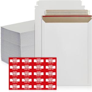 125 Pack 6x8 Self-Seal Rigid Mailers | Stay Flat White Cardboard Envelopes for Photos, Documents & CDs | Heavy Duty 420 GSM