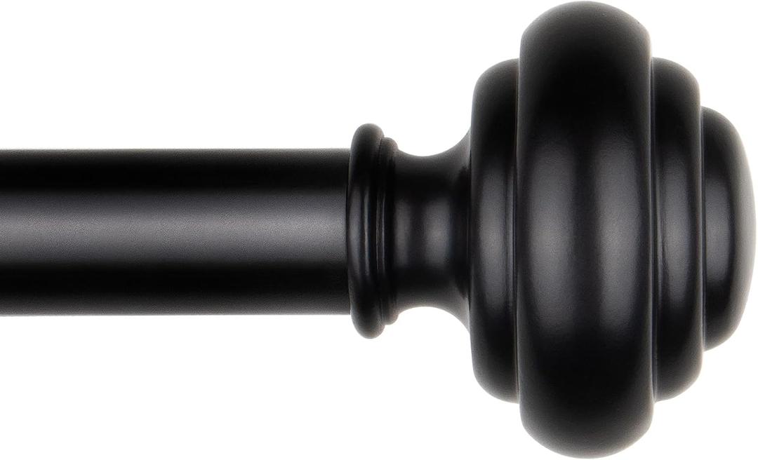 Curtain Rods for Windows 48 to 84 Inch (4-7 Feet), Black 1'' Diameter Drapery Rods with End Cap Style Design,Modern Adjustable Heavy Duty Curtain Rod, Size: 16''-88''