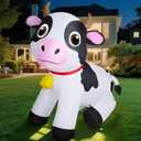 Lulu Home 6FT Inflatable Cow Decoration, Giant Blow Up Dairy Cattle with Built-in LED Lights, Air-Blown Animal Spring Summer Holiday Display for Yard Garden Lawn Indoor Outdoor Farm-Themed Party Decor