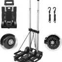 Small Folding Hand Truck Dolly, 4 Wheels Portable Luggage Cart, Lightweight Aluminum Collapsible Utility Cart for Travel, Shopping, Moving, Office, Airport, Warehouse, Black