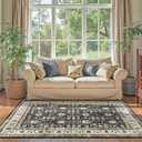jinchan Vintage Area Rug 4x6 Dining Room Washable Floral Oriental Accent Distressed Indoor Doormat Small Non Slip Soft Lightweight Rug Retro Carpet for Kitchen Home Office Bedroom Living Room Black