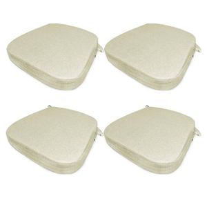 D-Shaped Chair Cushions, 2" Thick Dining Chair Pads with Ties and Removable, Machine-Washable Cover, 17" x 16", Set of 4, Oatmeal Beige