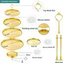 4 Tier Stainless Steel Cupcake Stand, Gold Metal Serving Tray Cake Holder Cake Display Stand for Holiday Dessert Table Decorations Birthday Party Wedding