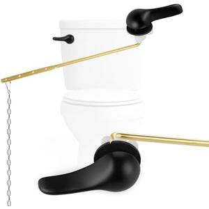 Hygie Rinse Metal Toilet Handle Replacement Kit Universal Front Mount Fit, Toilet Lever Compatible with American Standard/Glacier Bay/Gerber, Toilet Flush Handle with Flapper Chain, Matte Black, 1 Pieces