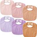 Muslin Baby Bibs for Unisex Boys Girls, Soft Cotton Baby Drool Bibs, Drooling and Teething Bibs for Infant, Newborn (Blush)