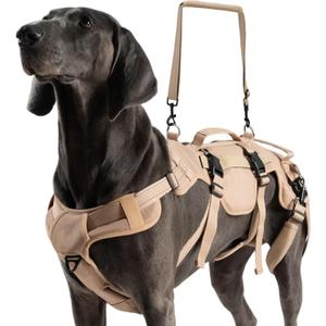 BINGPET Dog Lift Harness for Large Dogs,Full Body Support Rehabilitation Dog Sling Carrier with Handles,Reflective Multifunctional Mobility Assistance Vest for Senior Pets Joint Injuries,Arthritis,L (Khaki)