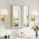 TokeShimi 16 x 20 Medicine Cabinet with Mirror, Assembly Required, Brushed Nickel Bathroom Recessed Medicine Cabinet with Mirror, Stepless Adjustable Shelves, Beveled Aluminum Frame, DTC Hinge