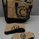 Personalized Gifts for Women Tote Bag, Initial Jute Tote Bag & Makeup Bags Monogrammed Beach Bag w/ Zipper, Birthday Valentines Day Gifts for Women Her Friends Mom Daughter Sister Girlfriend Teacher