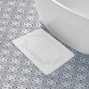 Laura Ashley Reversible Cotton 17 x 24 in. Bath Mat, White