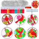 2 x 30 Sets Cardinal Suncatcher Craft Kits, Make Your Own Red Bird Stained Glass Suncatchers for Window Hanging, DIY Window & Wall Art Home Decor Gift for Bird Lovers, Women, Mother's Day & Christmas